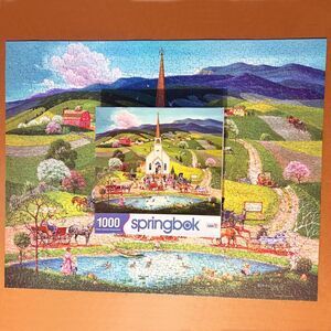 Springbok Spring Wedding 1000 Piece Puzzle Bob Pettes Church Country Complete